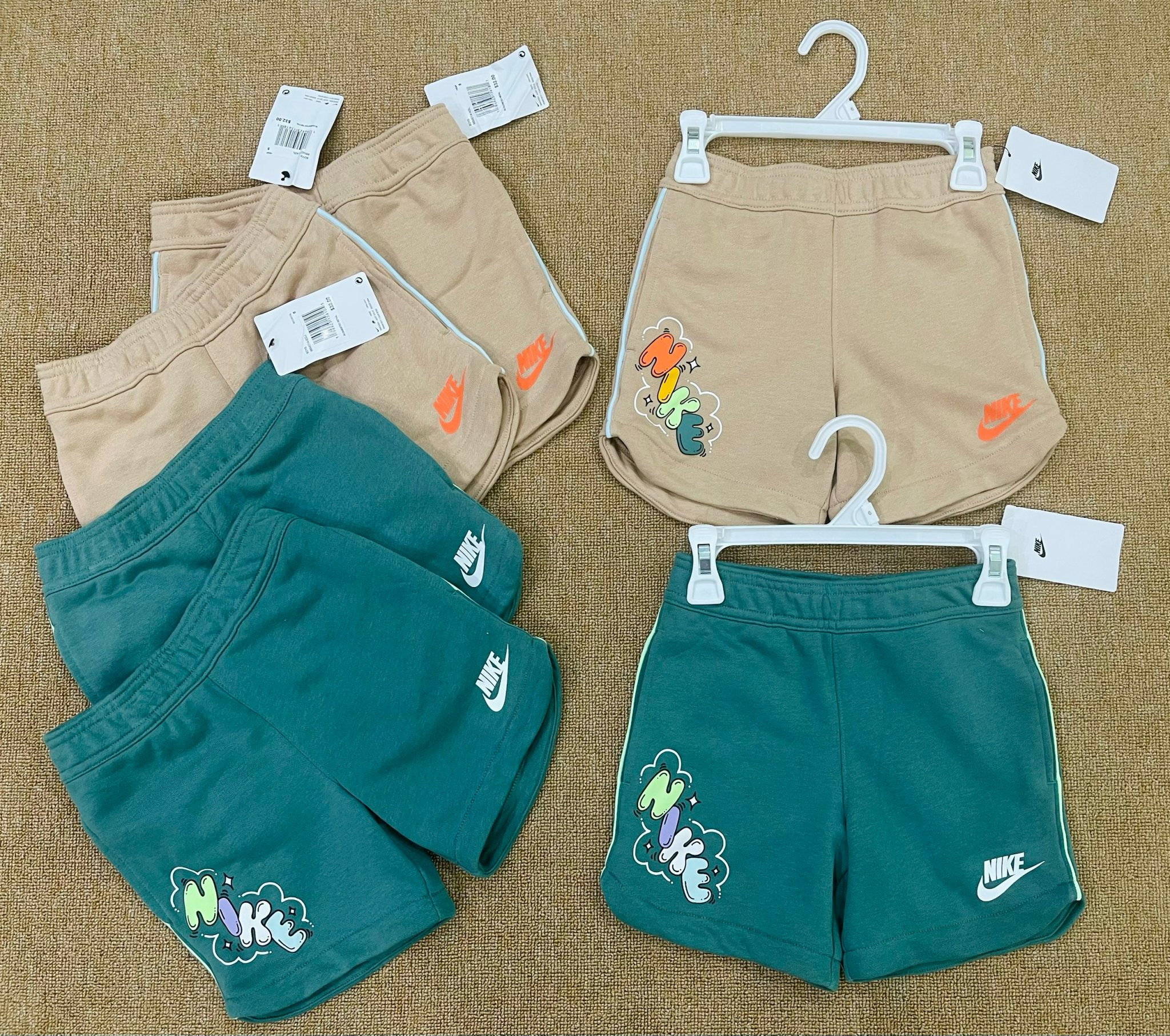 Quần short N.i.k.e da cá 2 màu xanh / be BT size 1-7y