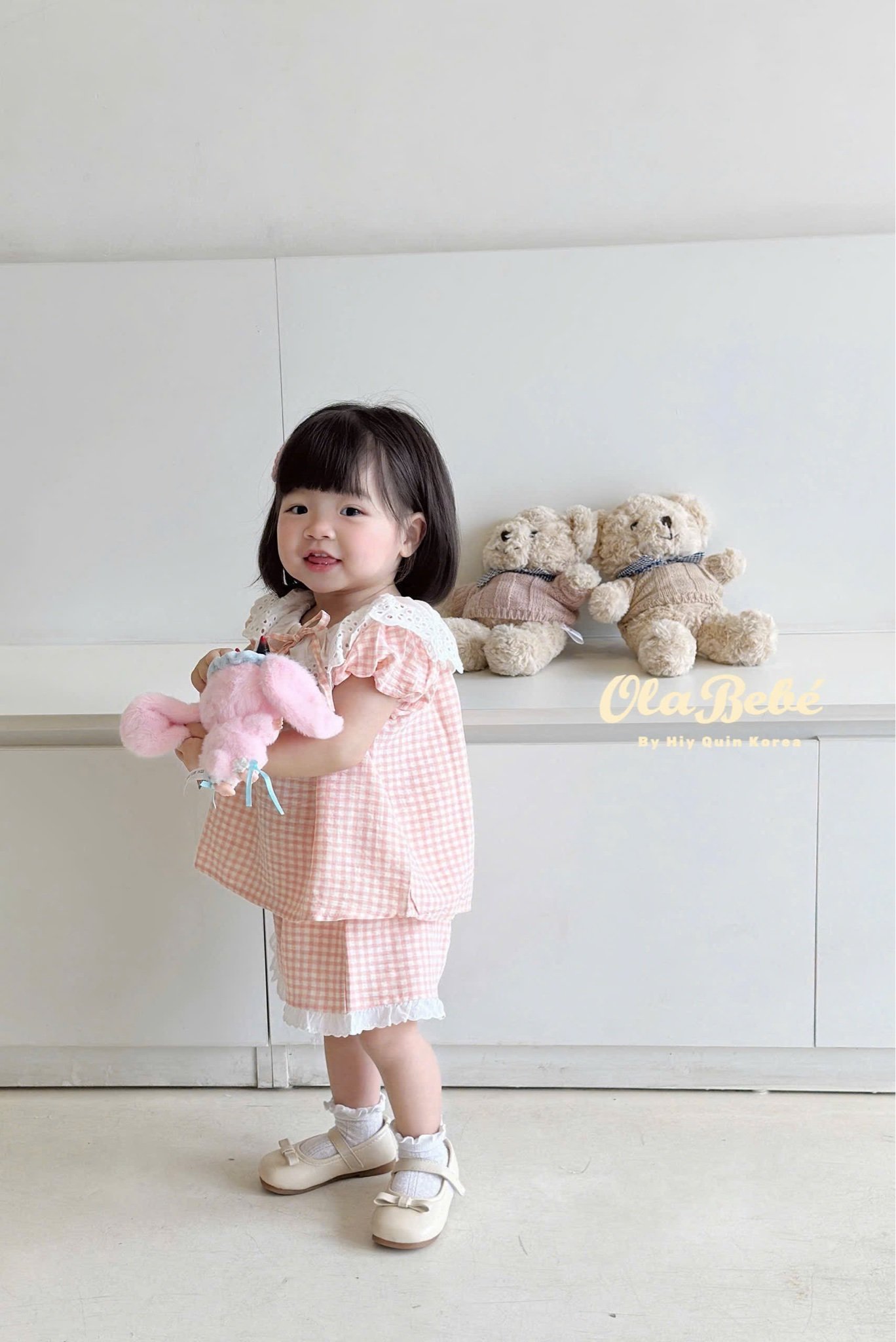 Bộ pyjama Hiyquin kẻ caro phối cổ ren nhiều màu bé gái size 1-6y
