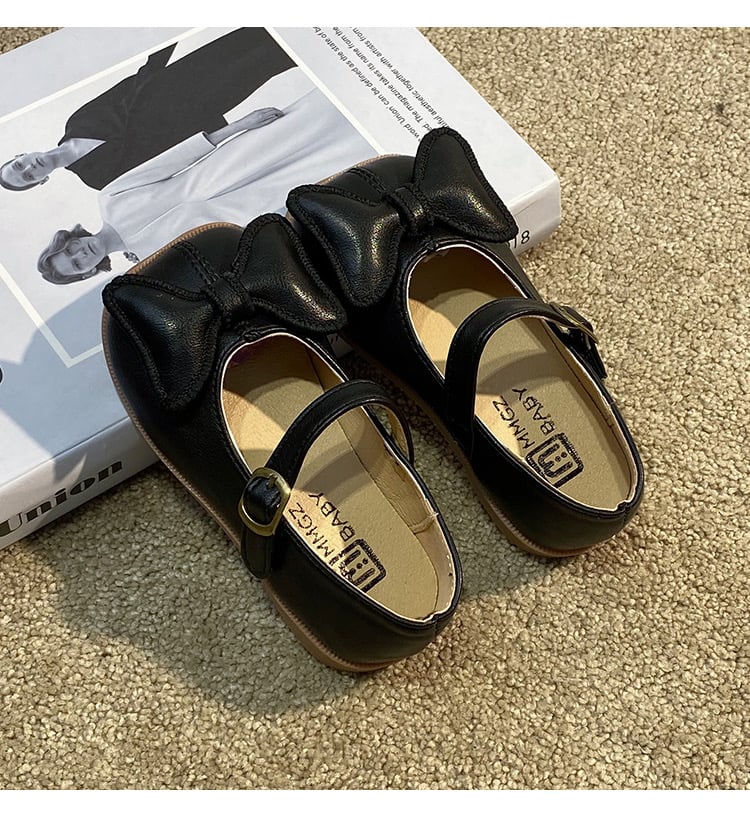 V296 - Giày MG Baby nơ phồng 2 màu kem / đen size 21-30