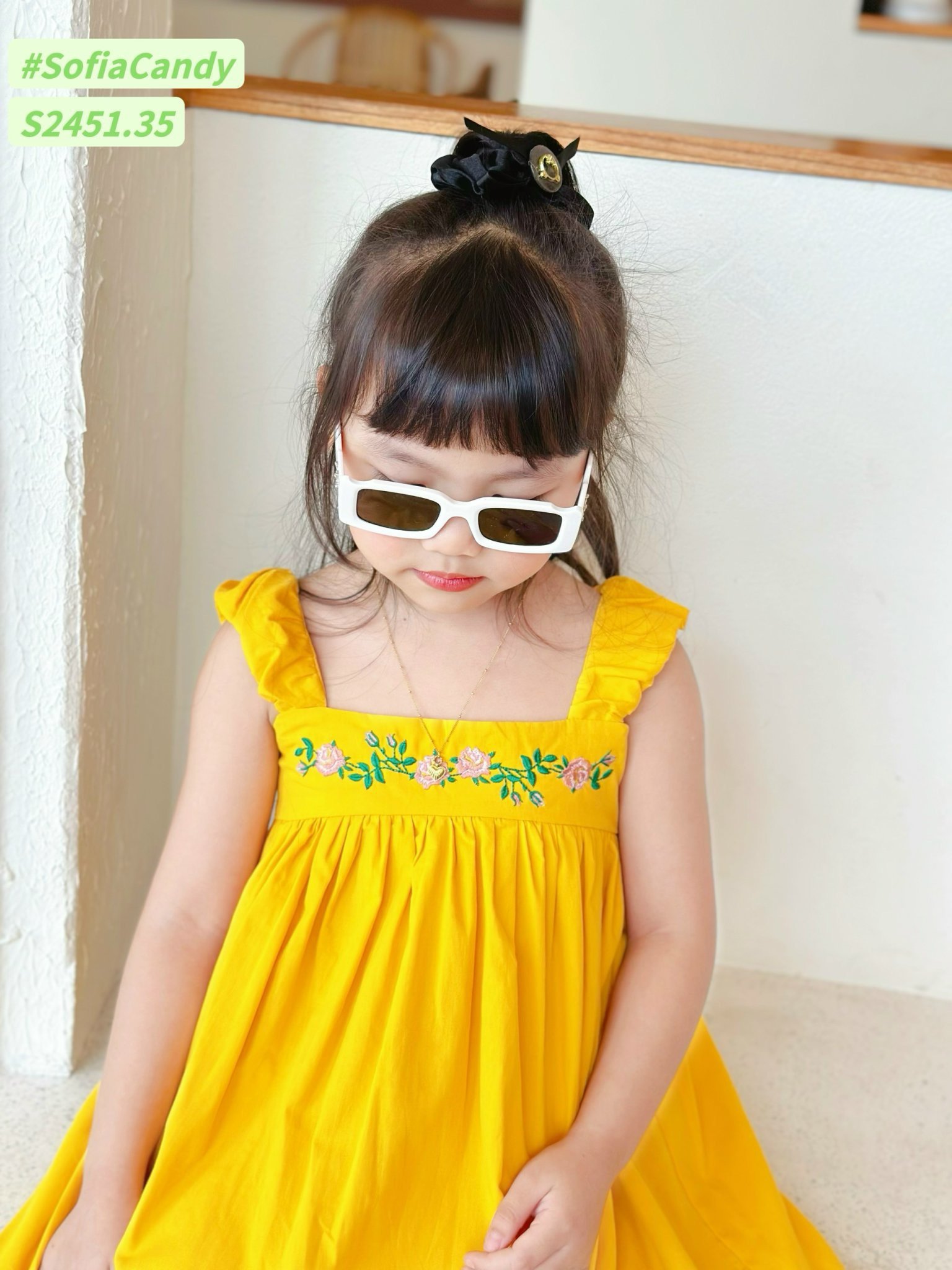 Váy thô Sofia Candy hai dây thêu hoa ngực nhiều màu size 1-10y