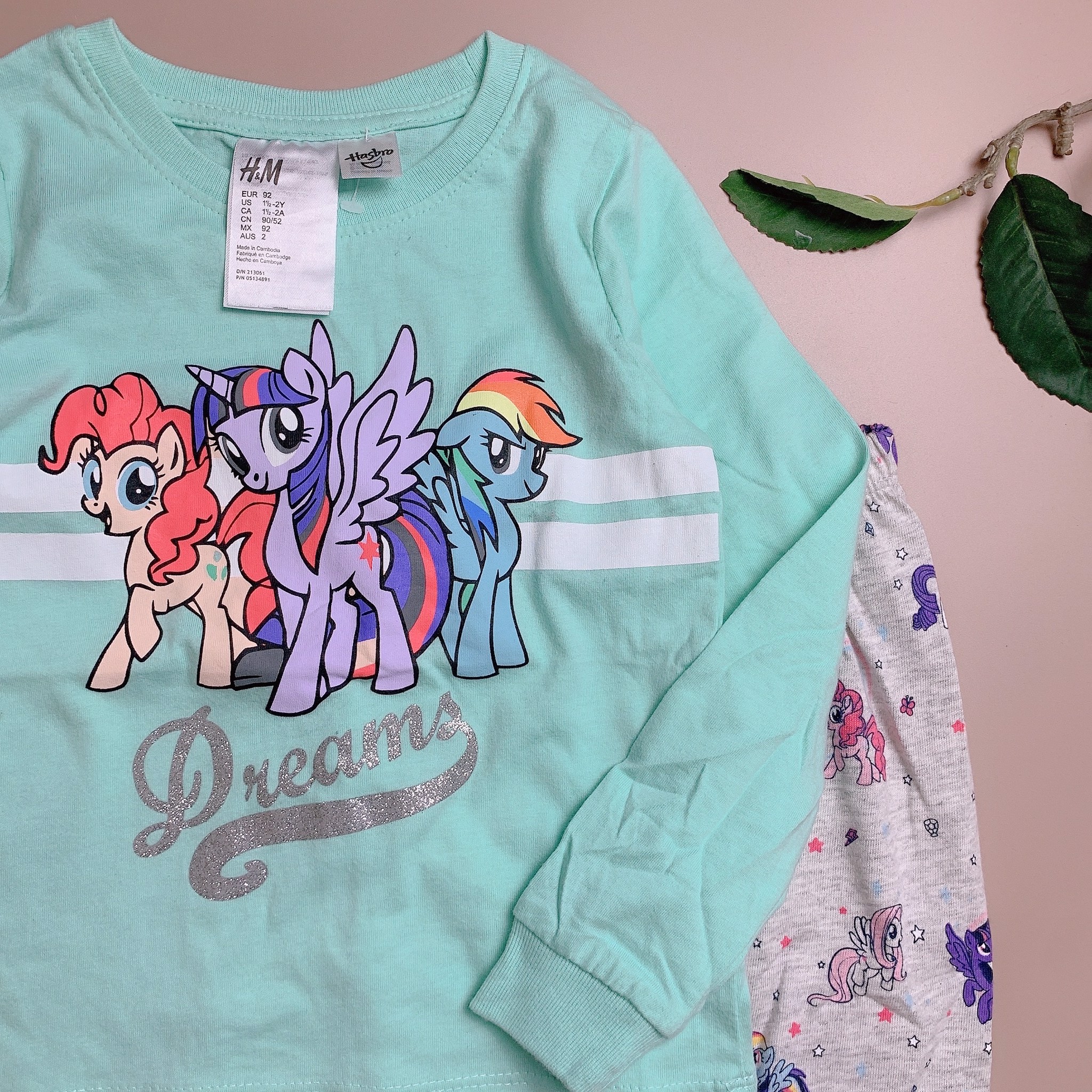 Bộ cotton HM dài tay xanh mint hình pony BG