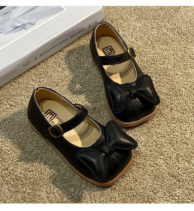 V296 - Giày MG Baby nơ phồng 2 màu kem / đen size 21-30