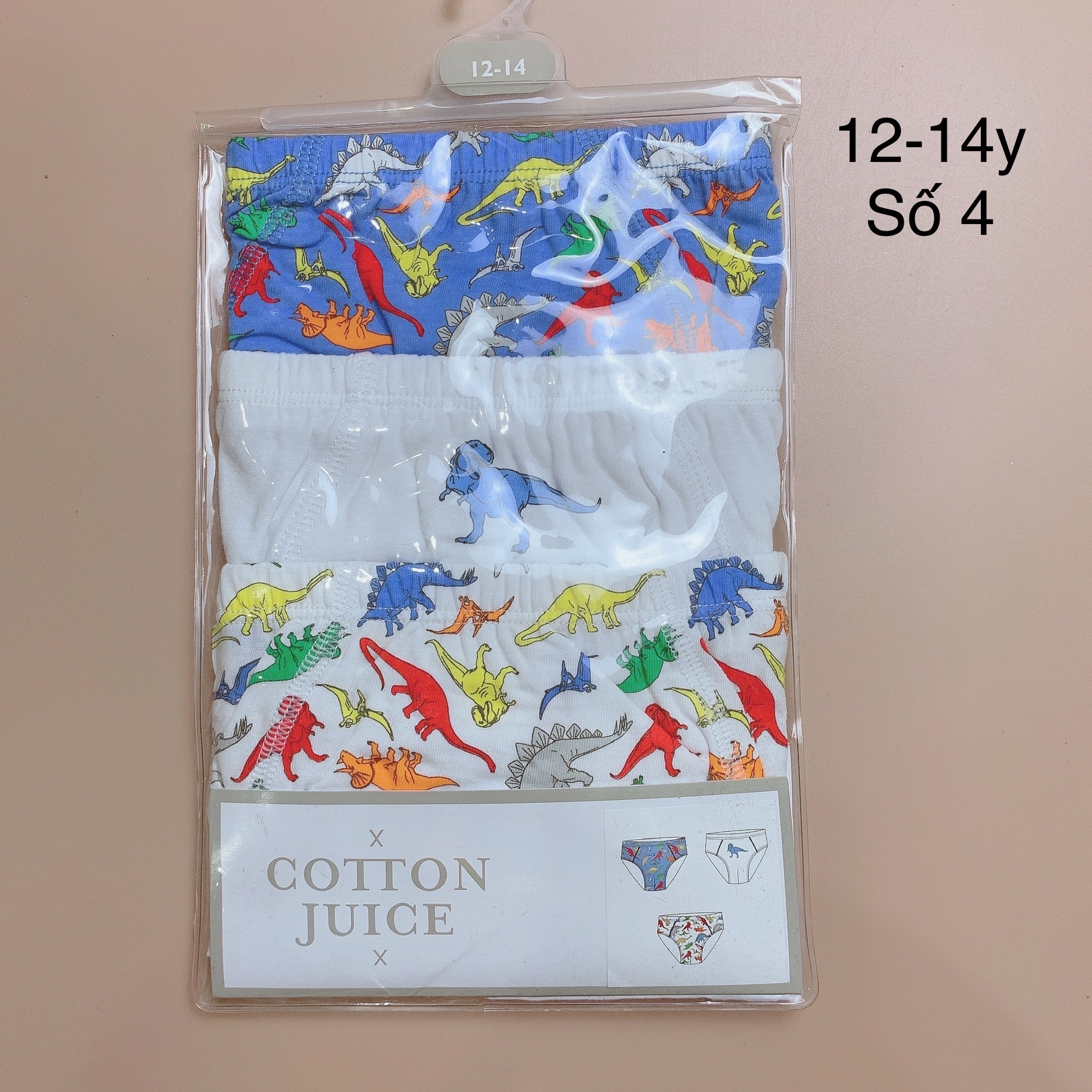 [12-14y] Set 3 quần sịp tam giác Cotton Juice bé trai