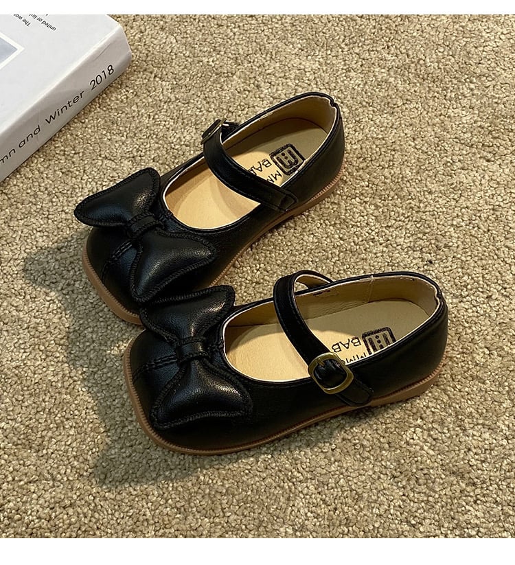 V296 - Giày MG Baby nơ phồng 2 màu kem / đen size 21-30