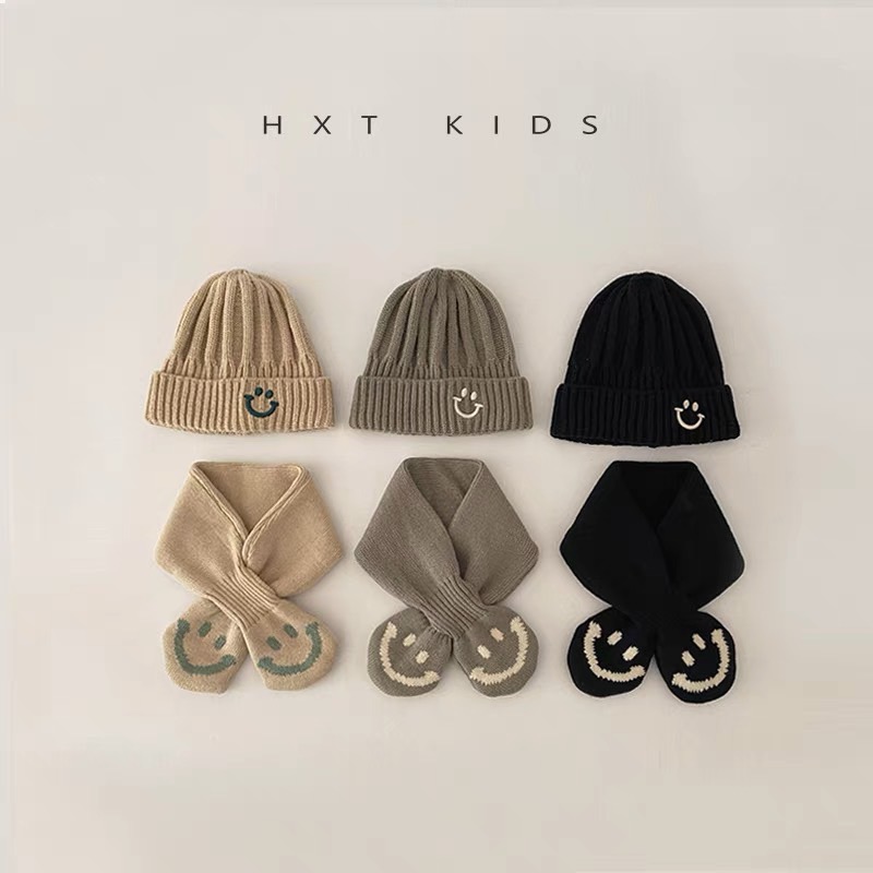 Set khăn + mũ mặt cười nhiều màu BTBG size 1-5y