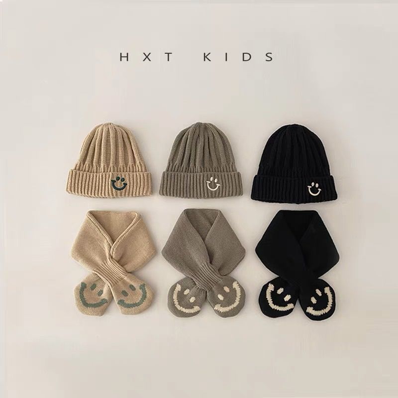 Set khăn + mũ mặt cười nhiều màu BTBG size 1-5y