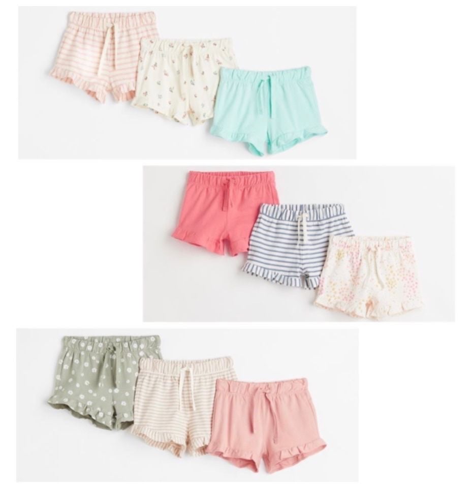 Quần short cotton HM trơn màu / kẻ 6m - 4y BG