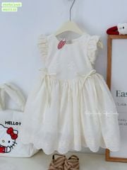 M5372 - Váy Mia Kids màu be đính nơ thêu hoa bé gái size 1-10y