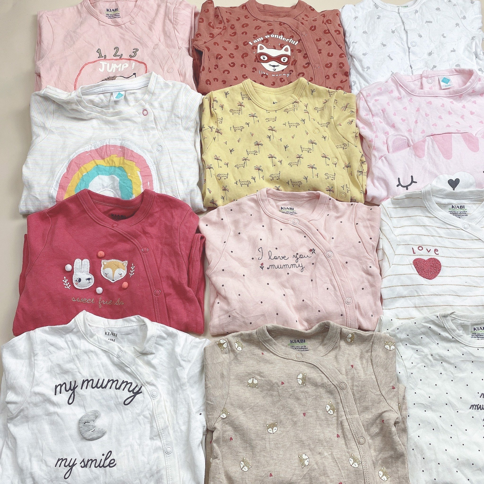 Body cotton liền thân Kiabi nhiều mẫu Bé Gái