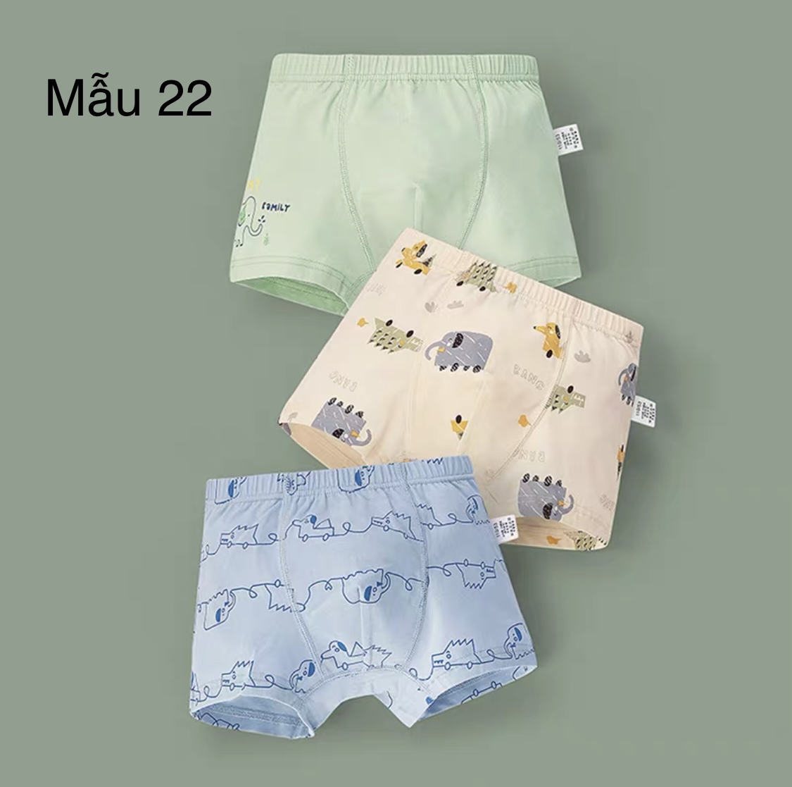 Set 3 sịp đùi cạp nhỏ nhiều mẫu BT size 120 - 160 ( Bảng màu mới )