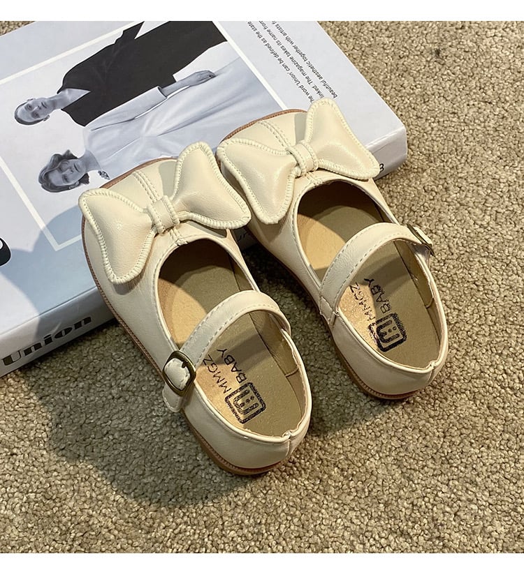 V296 - Giày MG Baby nơ phồng 2 màu kem / đen size 21-30