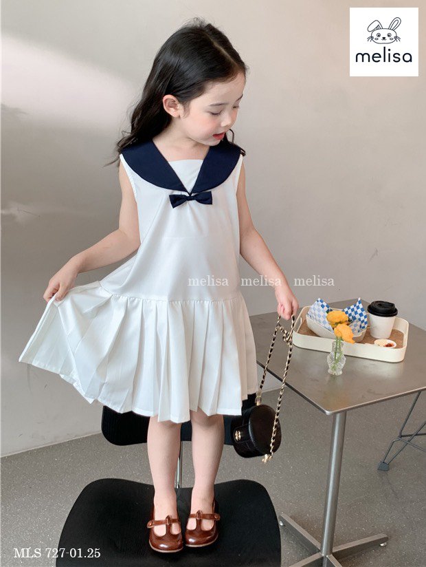 Váy Melisa thuỷ thủ 2 màu trắng/navy BG size 2-11y