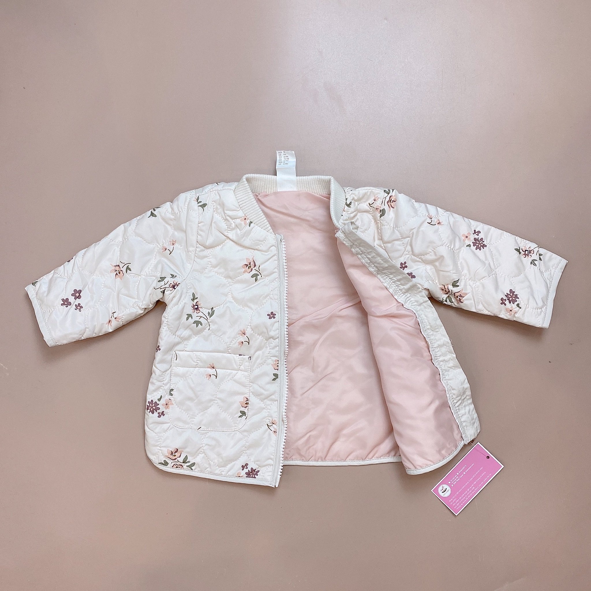 Áo khoác phao HM chần chỉ lượn sóng 2 màu BG size 6m - 4y