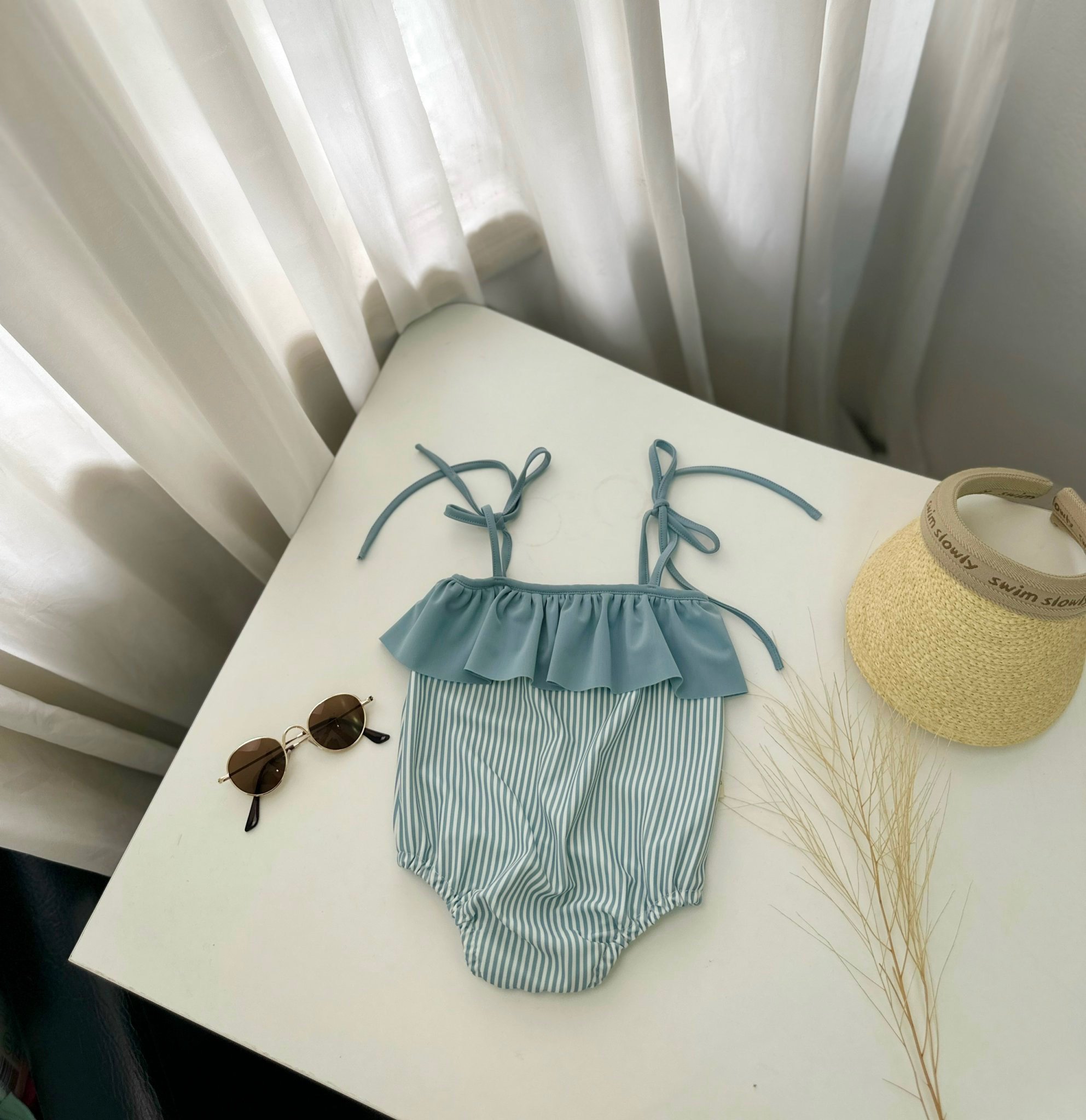 Bộ bơi liền Harifa buộc nơ vai bèo ngực 4 màu size 3m - 6y