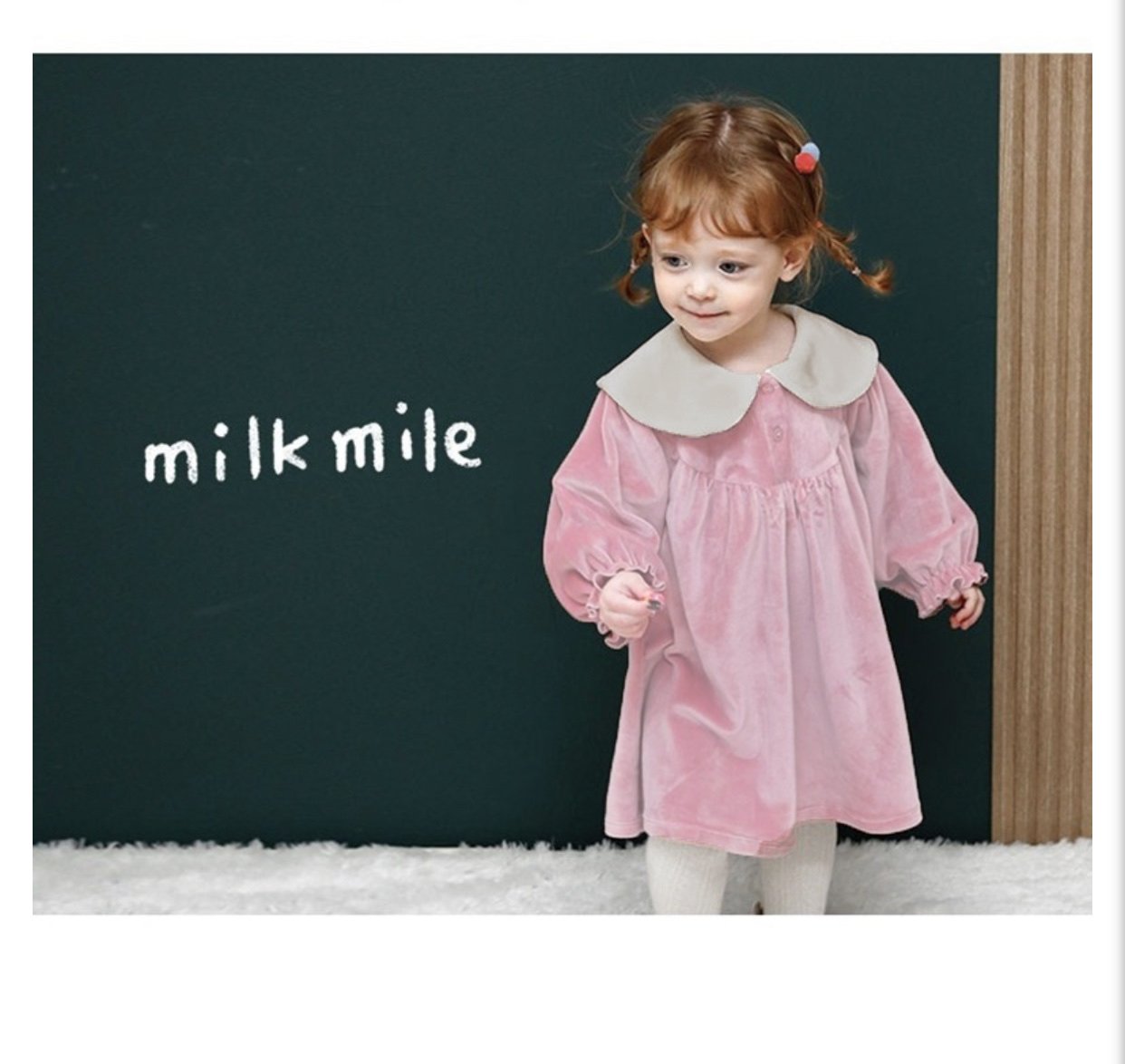 Váy nhung cổ sen lưng thỏ Milkmile 3 màu đỏ / vàng / hồng size 90 - 140