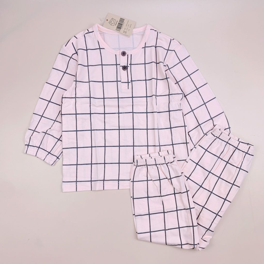Bộ cotton xuất Hàn Cheese caro hồng đen BG