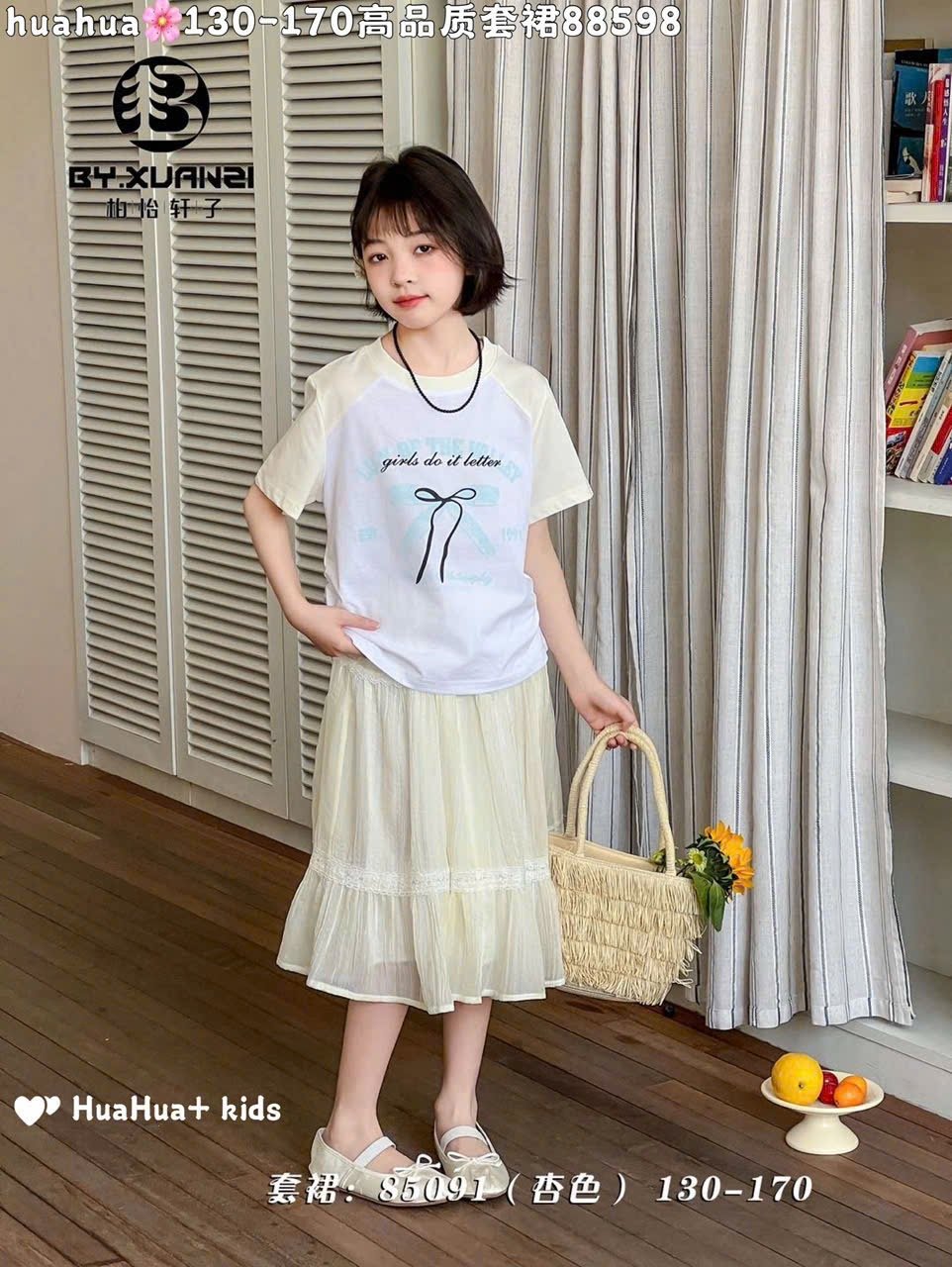 Set bộ QC áo cotton + chân váy nhiều mẫu bé gái size 130-170