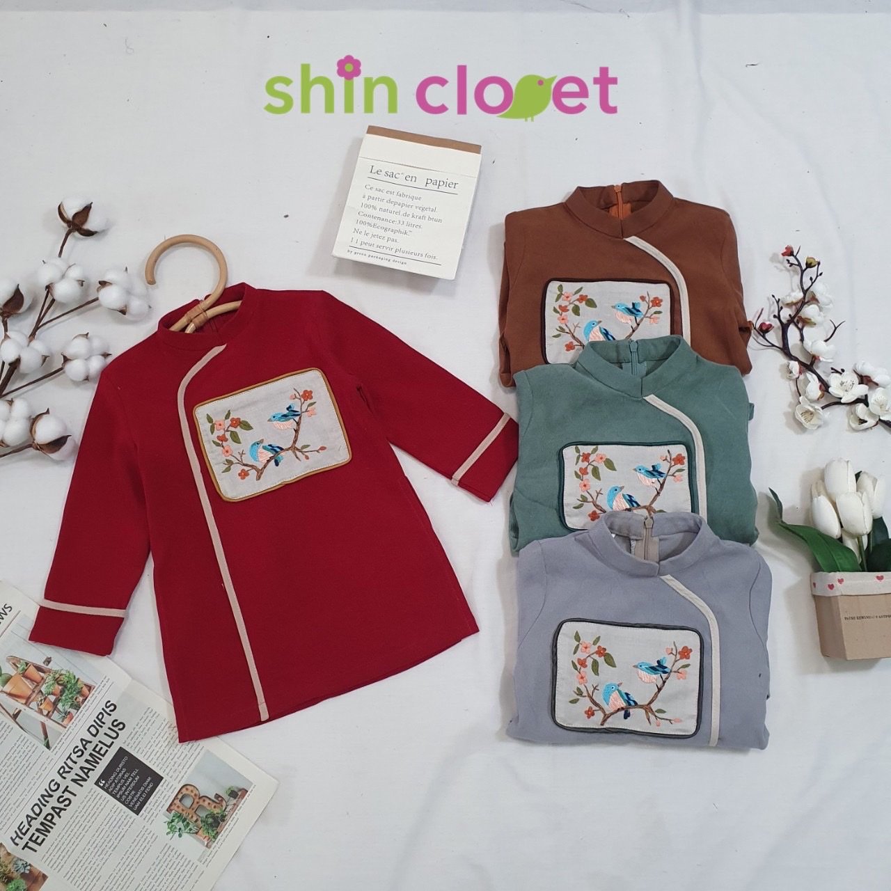 [6-10y] Áo dài Shin Closet bé trai - 4 màu