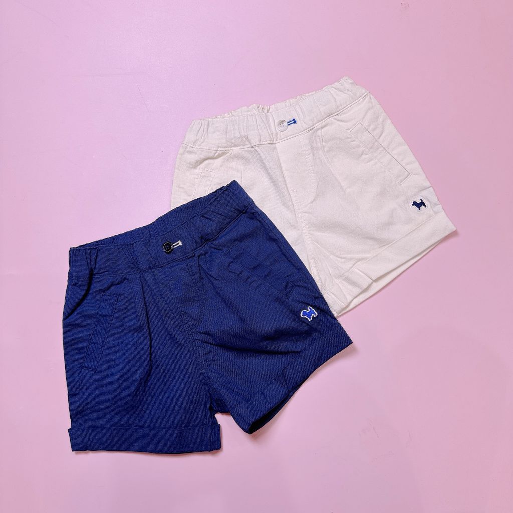 Quần short kaki chun Blue Dog chỉ phối gập gấu 2 màu kaki/navy cho bé size 90-120