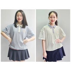 Áo polo Bee Mon phối cổ 2 màu bé Gái size 120 - 160