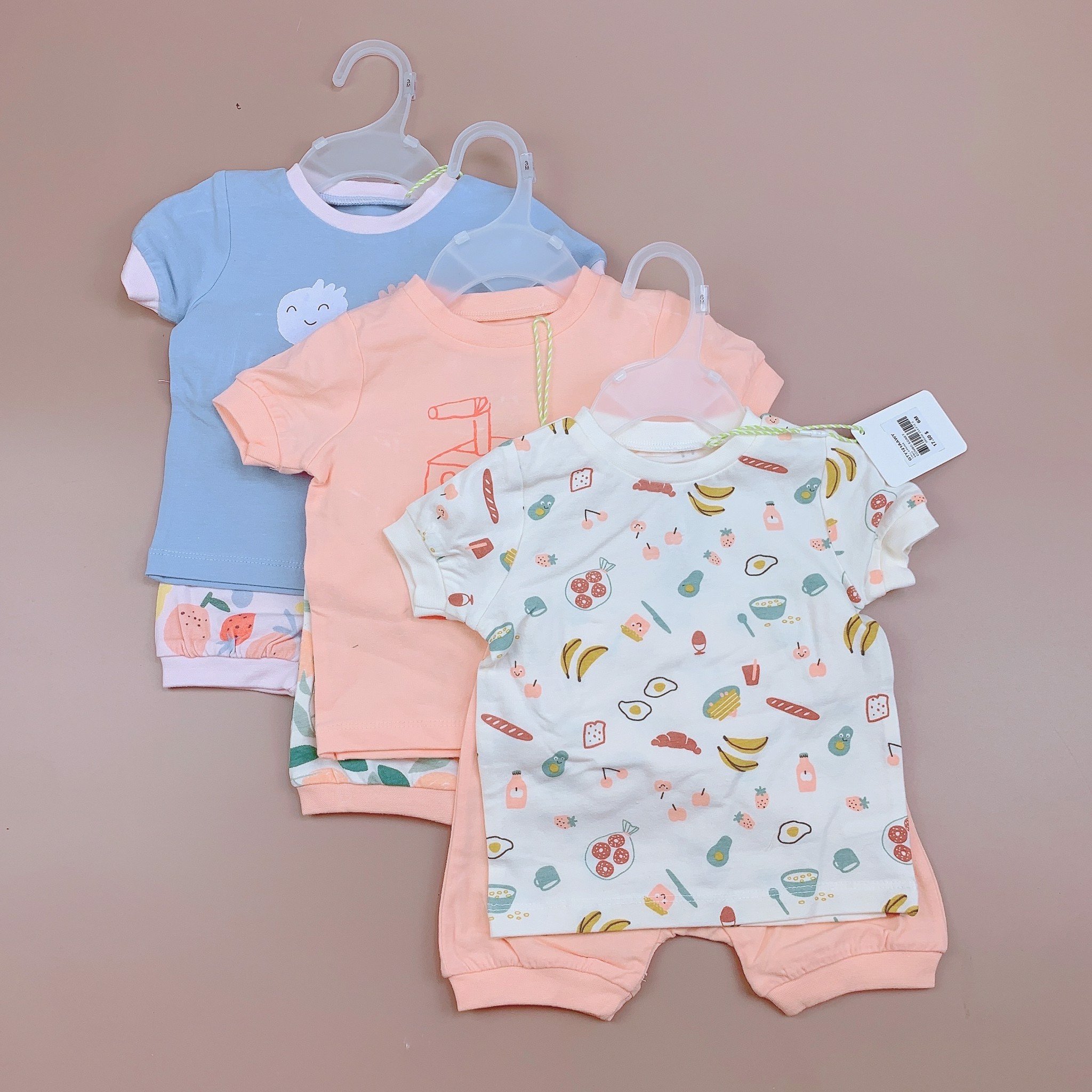 Bộ cotton Gagou Bio 3 hình Bé Gái 1m - 24m