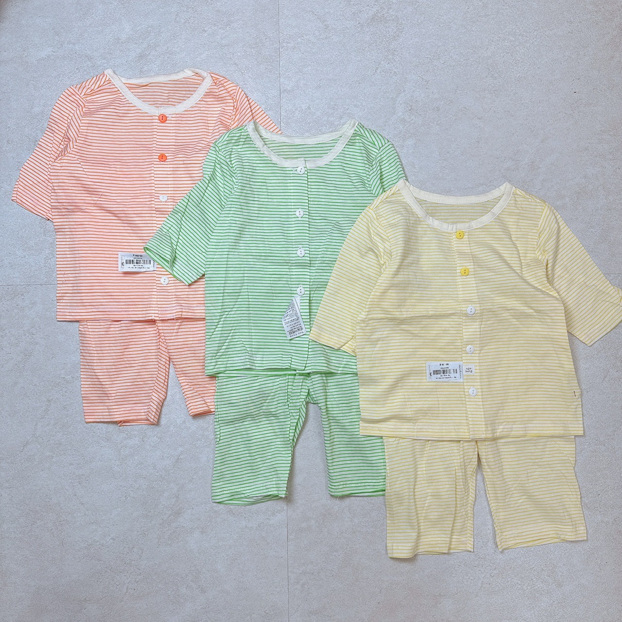 Bộ lửng cotton vải Hàn kẻ ngang 3 màu size 80 - 120