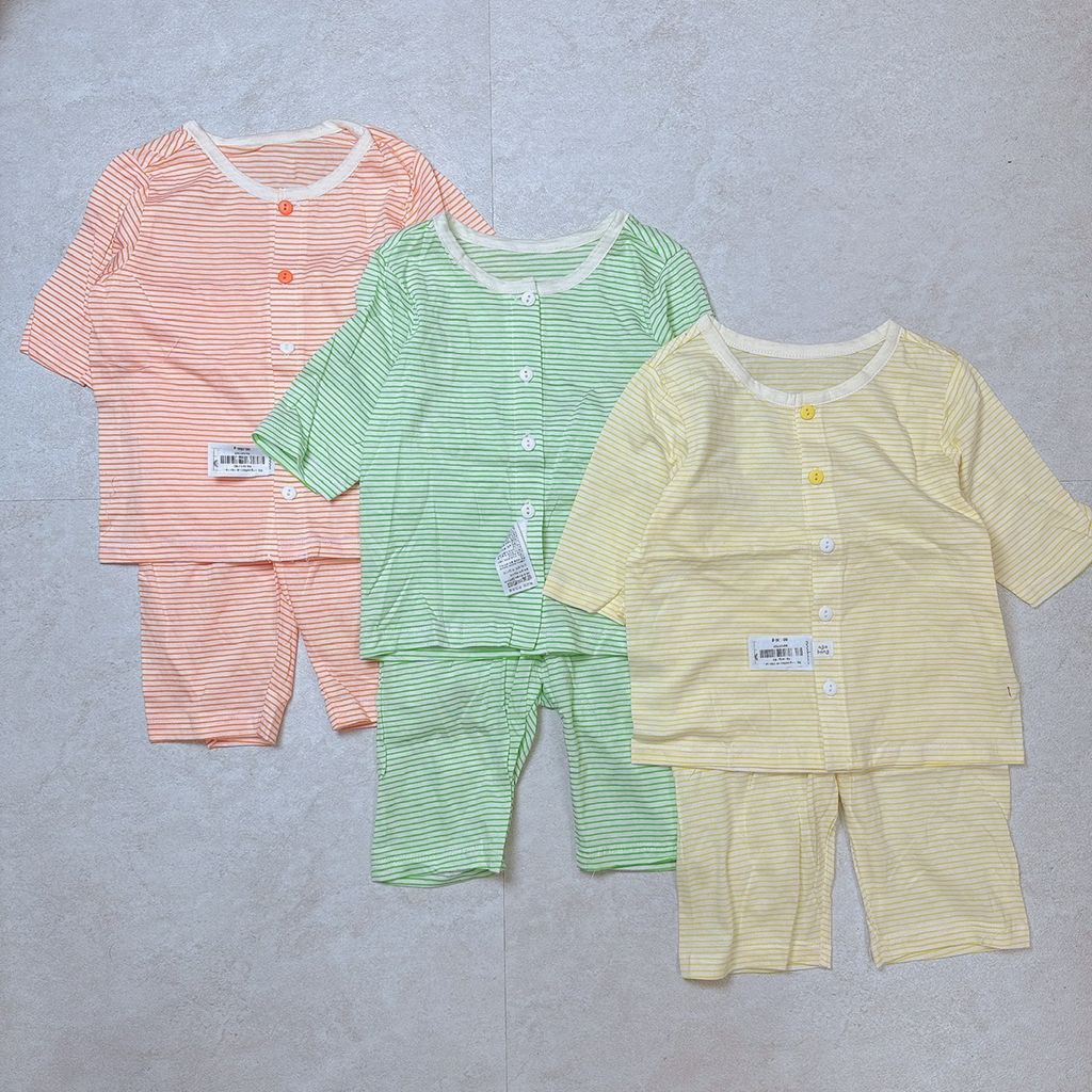 Bộ lửng cotton vải Hàn kẻ ngang 3 màu size 80 - 120