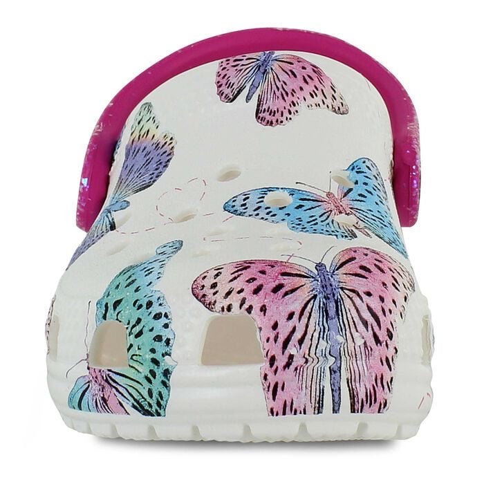Sục Crocs màu trắng họa tiết bướm butterfly cho bé gái size C7-J4