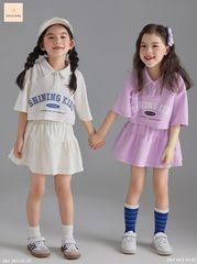 Set áo + chân váy cotton Jam & Jenny 2 màu trắng/tím size 2-12y