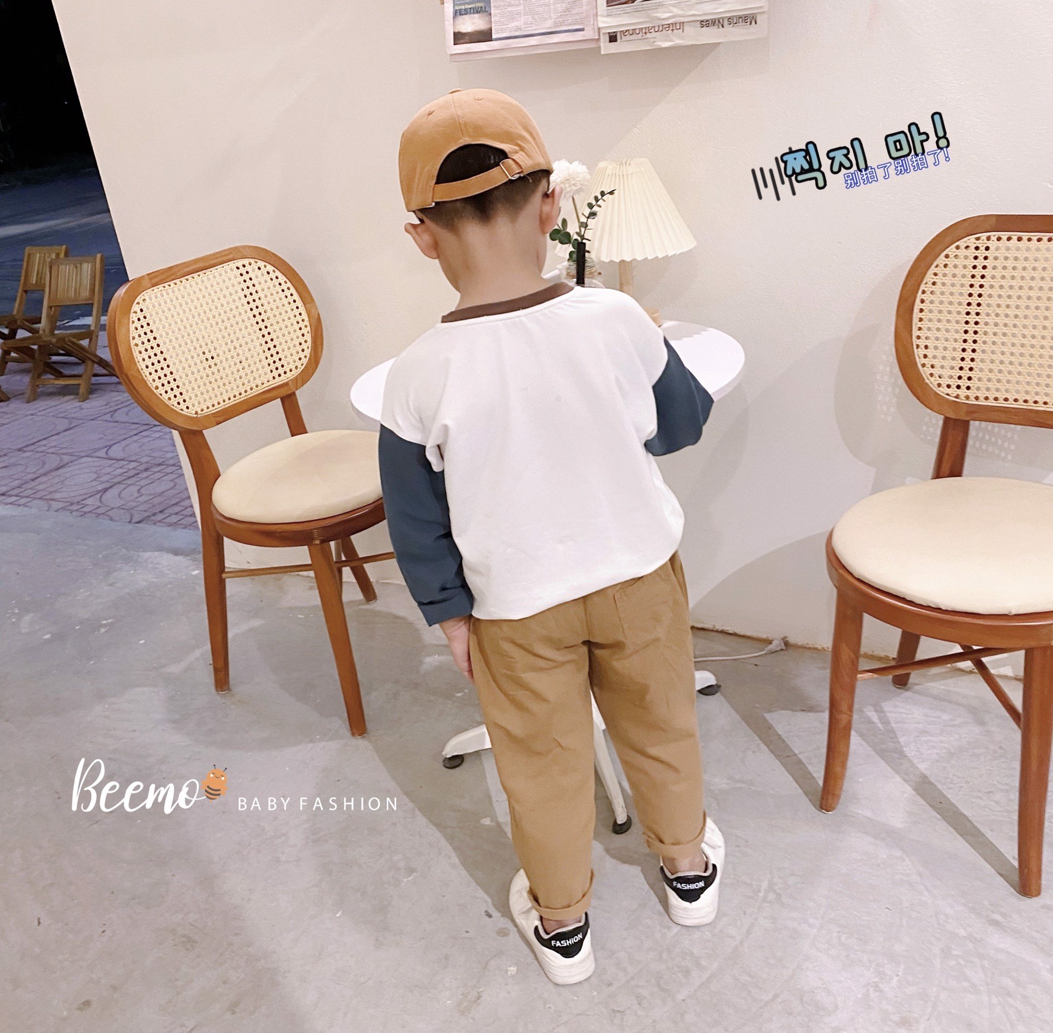 Bộ Beemo áo cotton sư tử / khủng long - quần kaki 2 màu BT 80 - 130