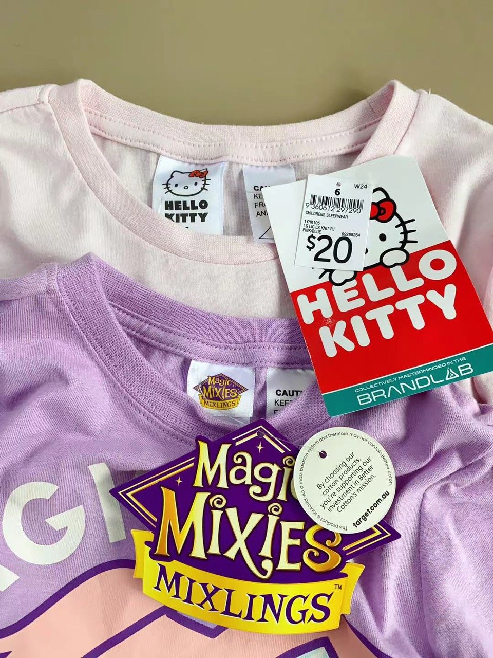 Bộ cotton Hello Kitty 2 màu cho bé gái size 1-8y