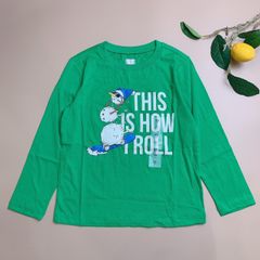 Áo cotton dài tay Oldnavy đại bé trai- xanh hình người tuyết