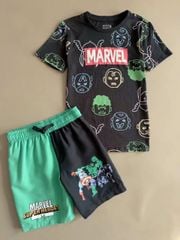 Bộ cotton marvel dư xịn in tràn quần phối màu bé trai size 2-8y