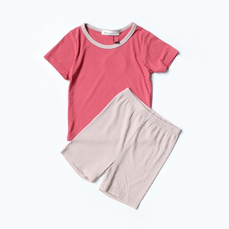 Bộ minkymom thun tăm viền cổ phối màu BTBG