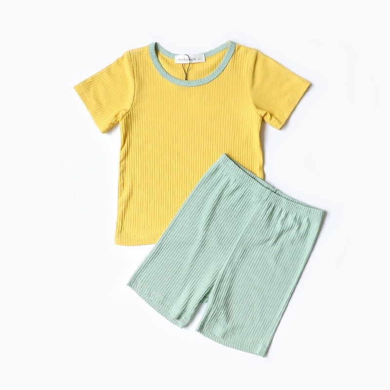 Bộ minkymom thun tăm viền cổ phối màu BTBG