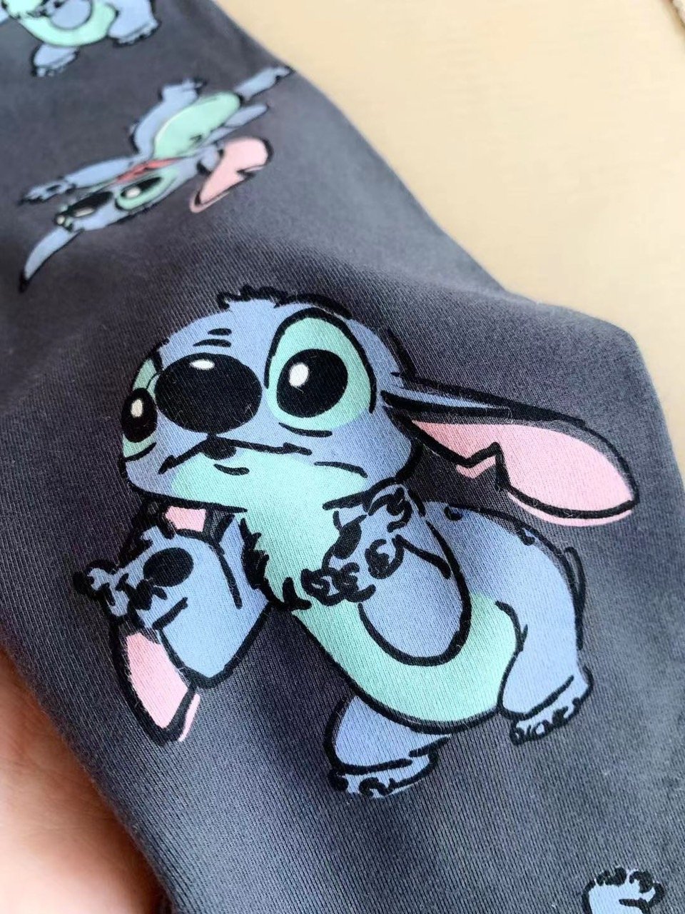 Bộ Primark áo nỉ bông hoodie hồng Stitch + quần legging cotton size 7 - 15y