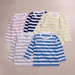 Áo cotton dài tay Muji kẻ 5 màu BTBG size 80 - 150
