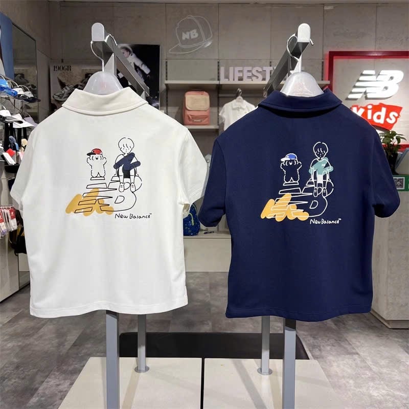 Áo polo NB hoạ tiết lưng 2 màu navy/trắng cho bé size 120-160