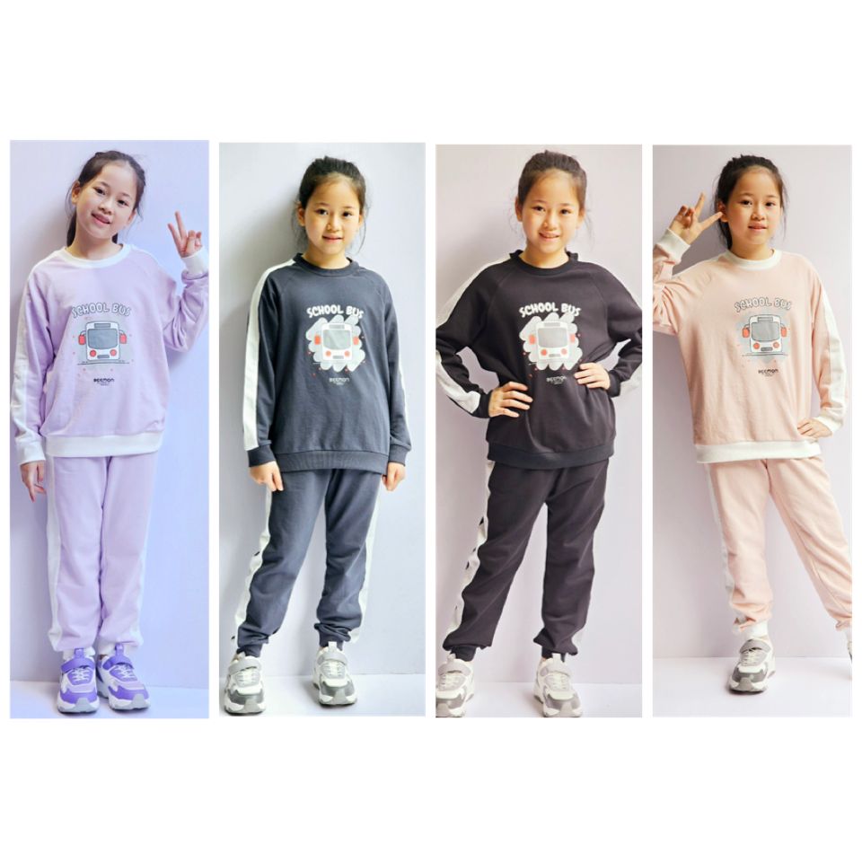 Bộ nỉ da cá Bee Mon School Bus 4 màu BTBG size 120 - 160