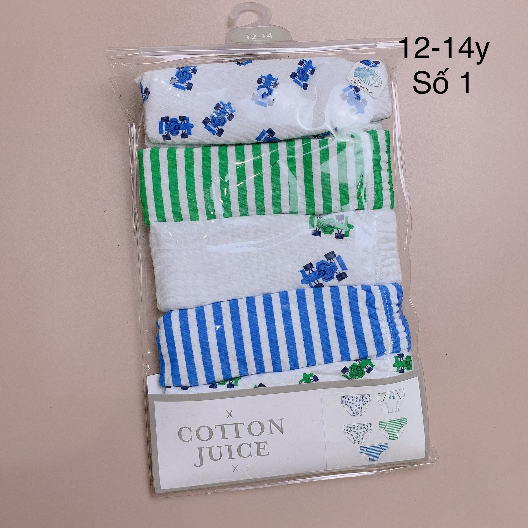 [12-14y] Set 5 quần sịp tam giác Cotton Juice bé trai