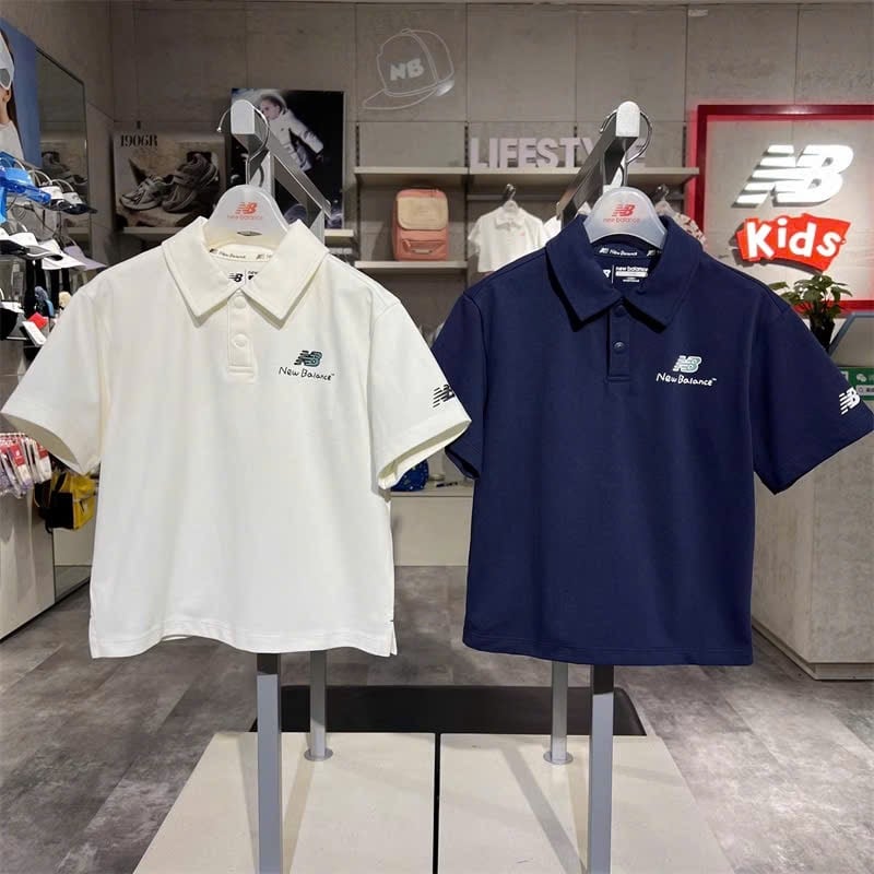 Áo polo NB hoạ tiết lưng 2 màu navy/trắng cho bé size 120-160