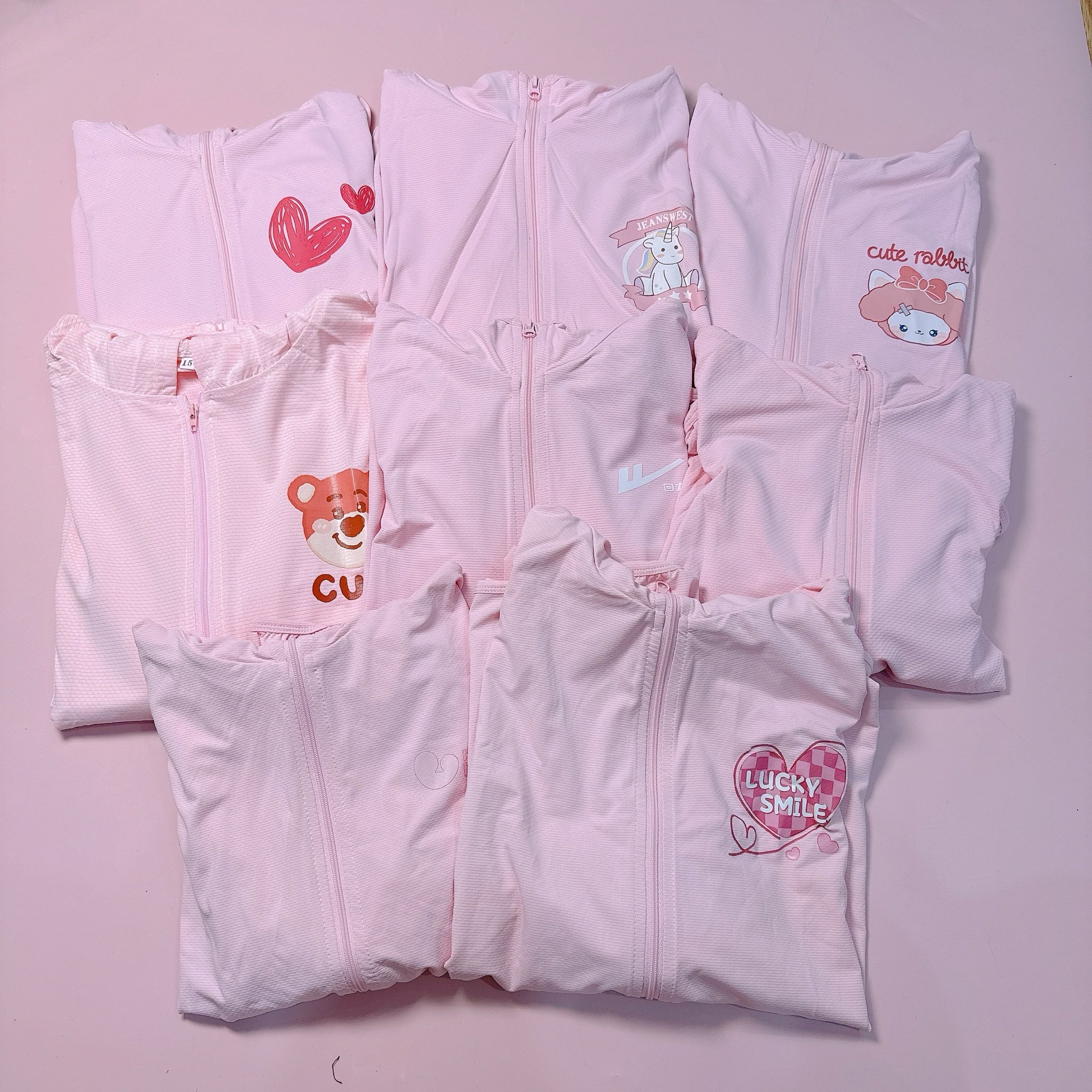 Áo khoác chống nắng vải dệt +50UPF nhiều màu họa tiết ngẫu nhiên size 110-160
