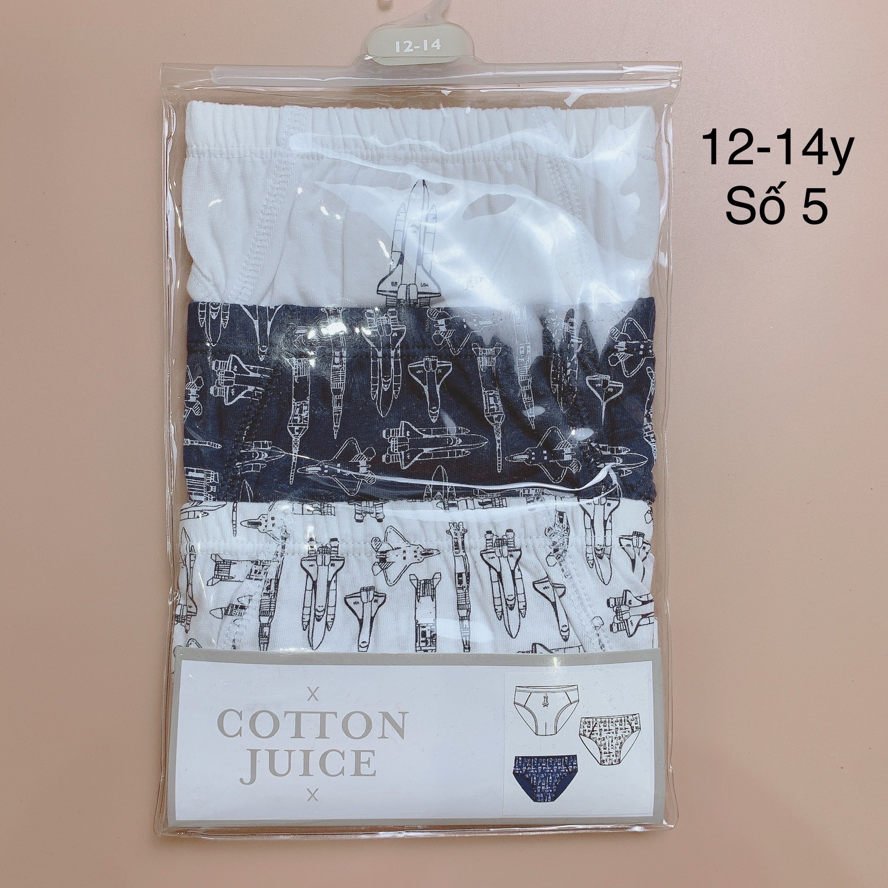 [12-14y] Set 3 quần sịp tam giác Cotton Juice bé trai