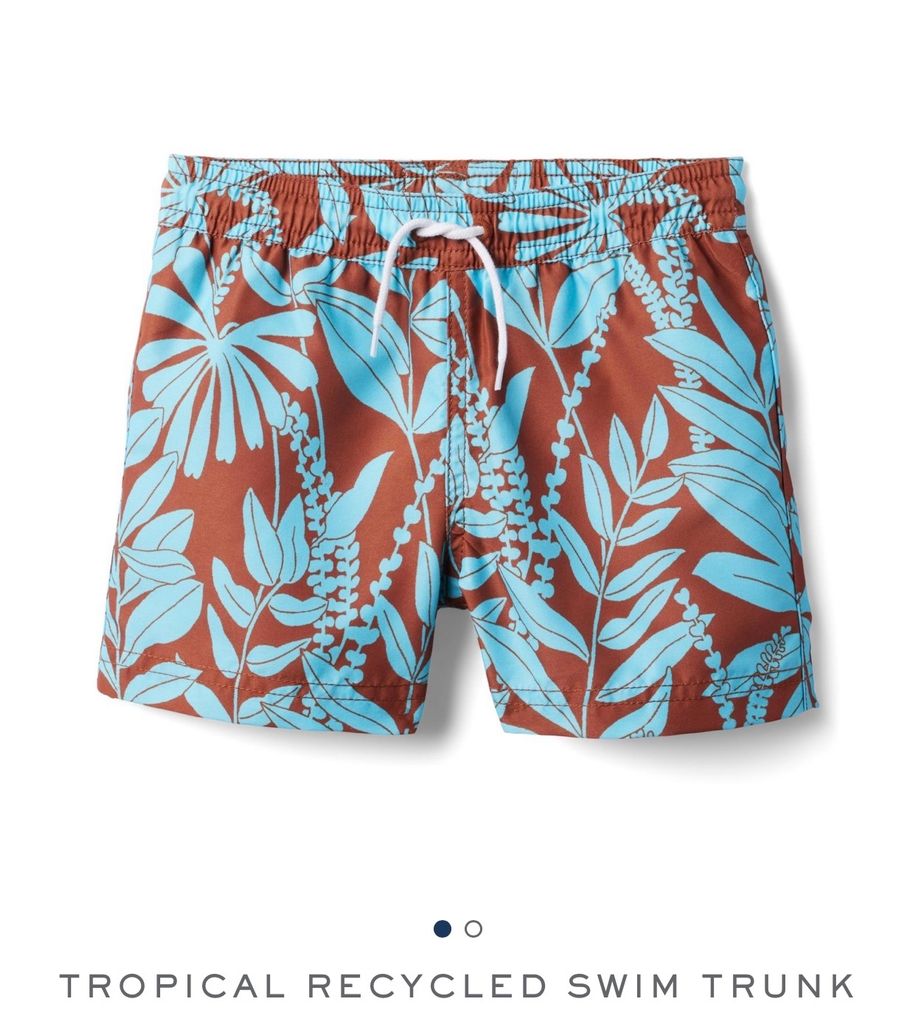 Quần đi biển Janie & Jack nâu hoạ tiết xanh mint tropical