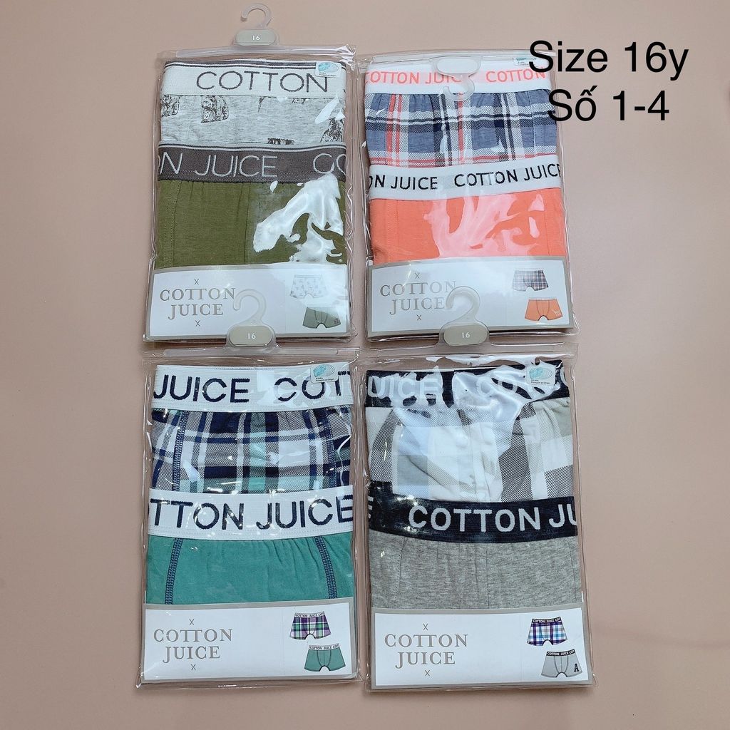 [16y] Set 2 quần sịp đùi Cotton Juice bé trai - (số 1-4)