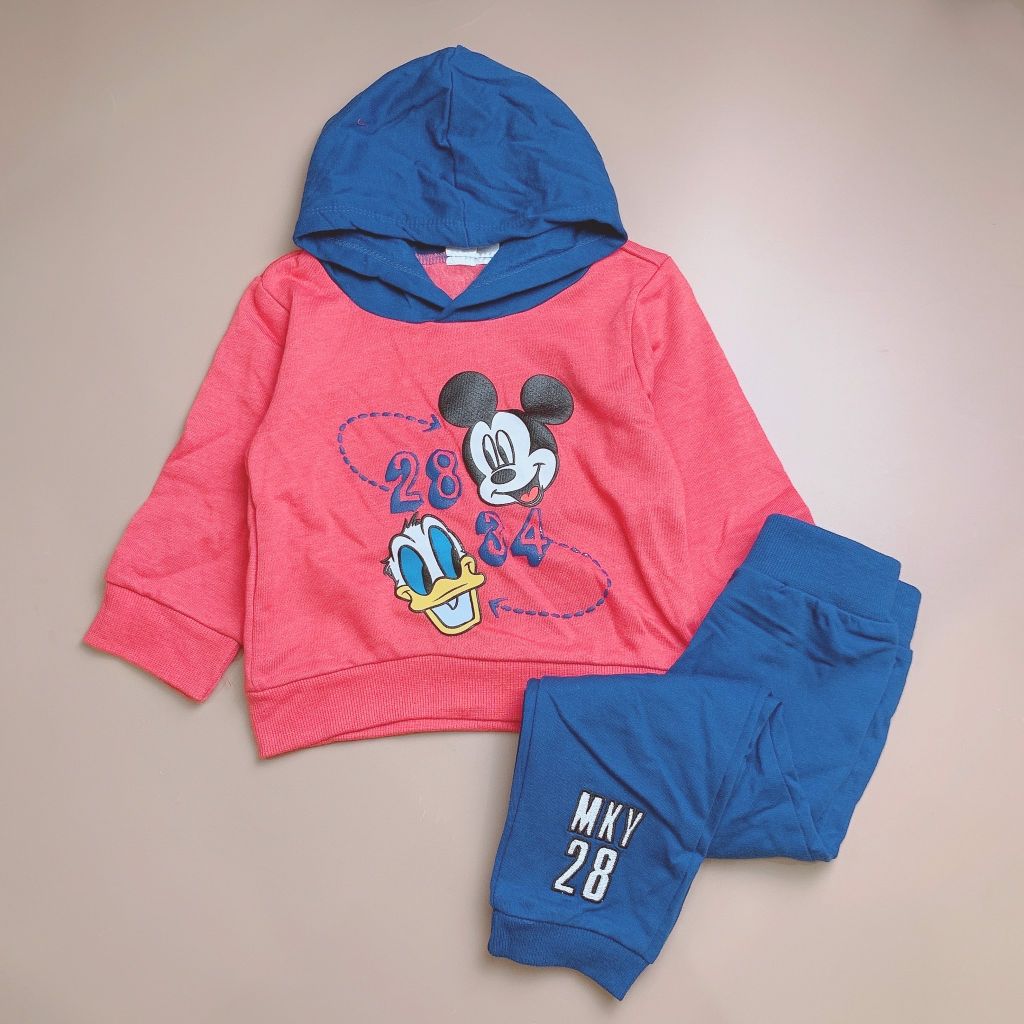 Bộ nỉ bông hoodie Disney BT - Cam Mickey Donal