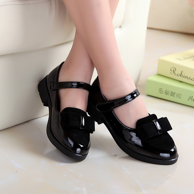 M06 - Giày búp bê da bóng nơ nhung 2 màu đỏ mận / đen size 27 - 38