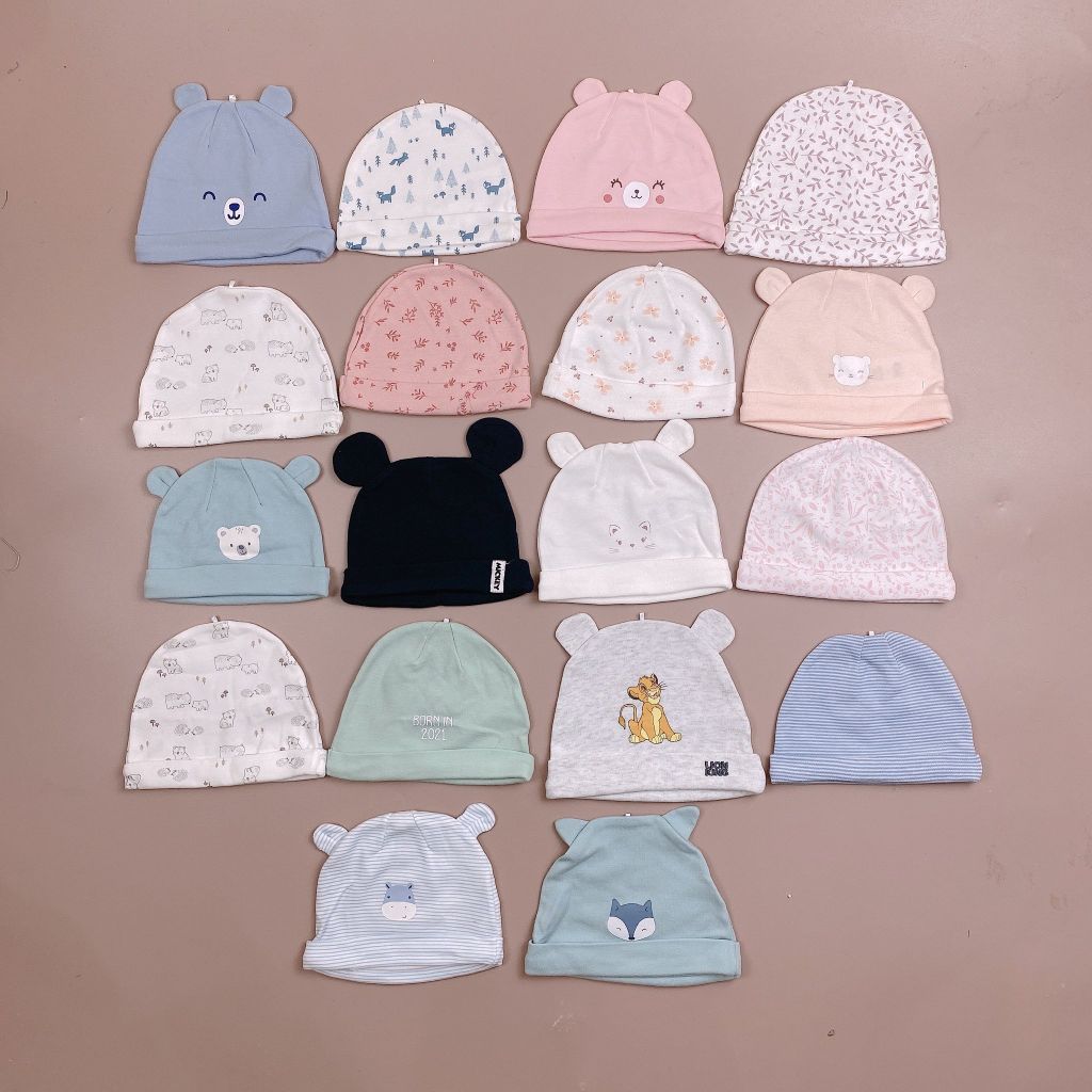 Mũ cotton sơ sinh C&A / Baby club nhiều mẫu