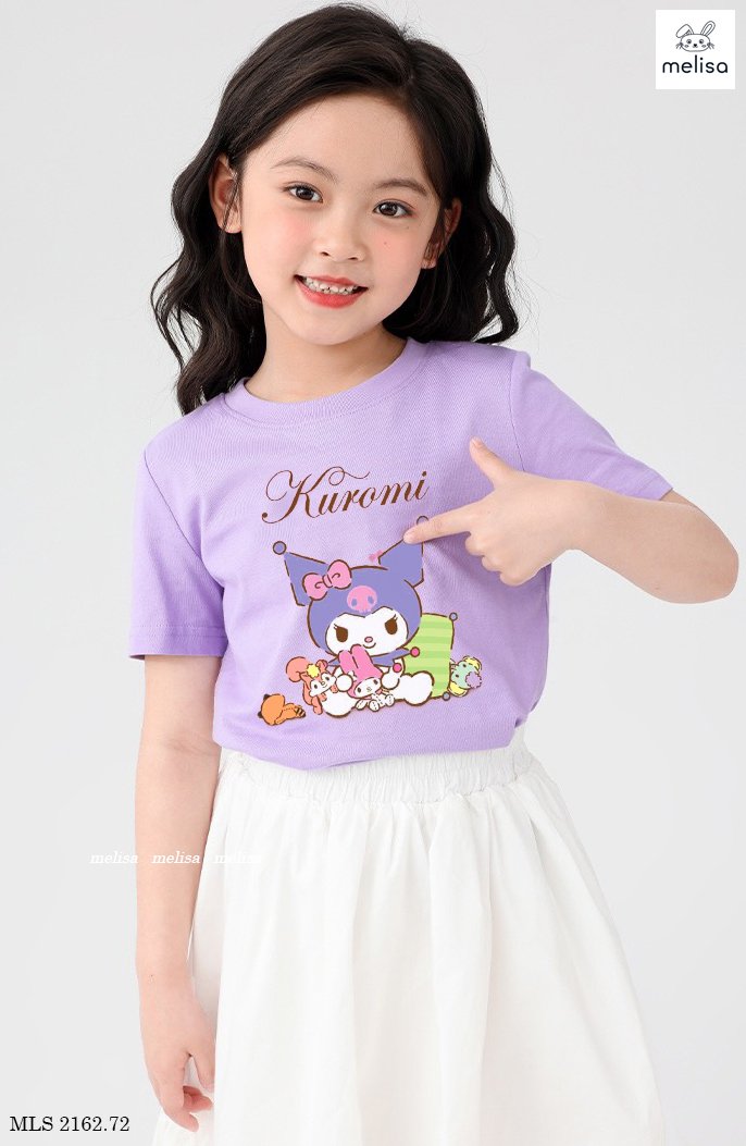 Set Melisa áo cotton tím + chân váy trắng phối ren BG size 2-12y