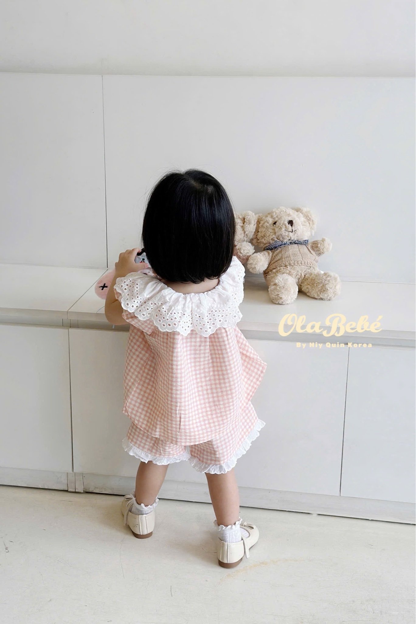 Bộ pyjama Hiyquin kẻ caro phối cổ ren nhiều màu bé gái size 1-6y
